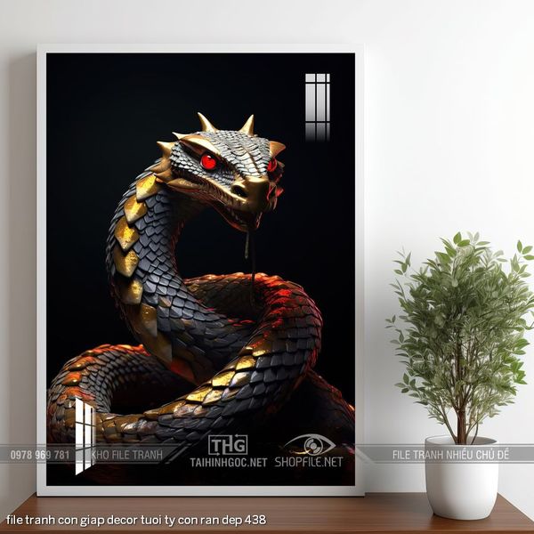 file tranh con giap decor tuoi ty con ran dep 438