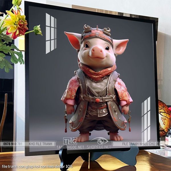 file tranh con giap hoi con heo decor 105