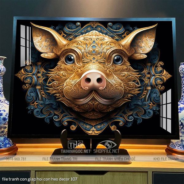file tranh con giap hoi con heo decor 107