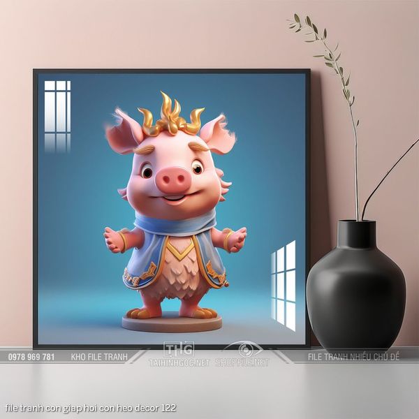 file tranh con giap hoi con heo decor 122