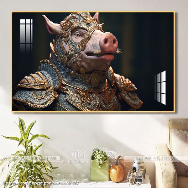 file tranh con giap hoi con heo decor 127