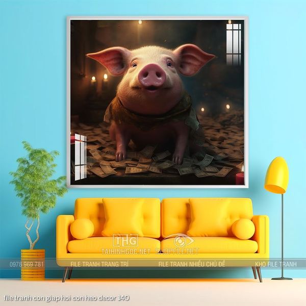 file tranh con giap hoi con heo decor 140