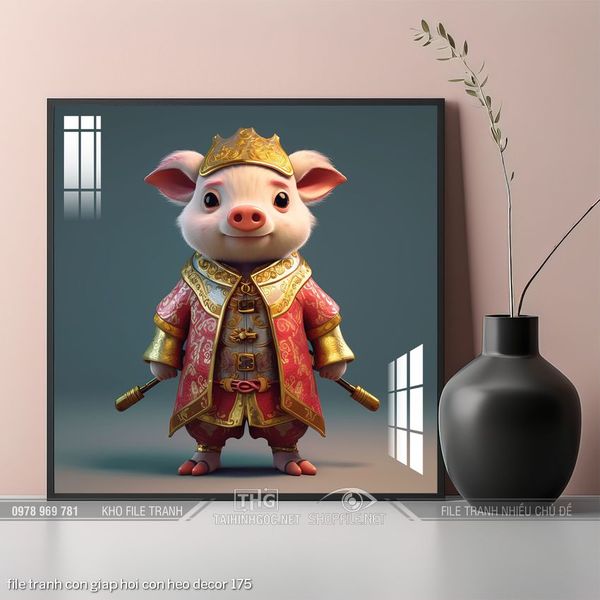 file tranh con giap hoi con heo decor 175