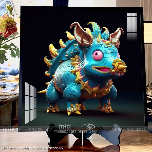 file tranh con giap hoi con heo decor 177
