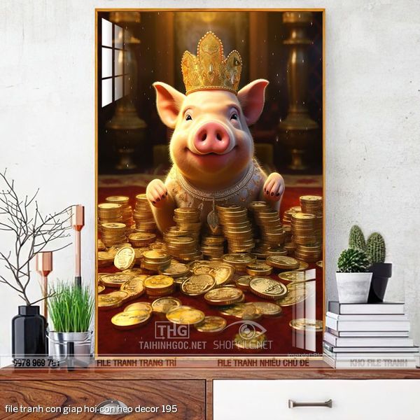 file tranh con giap hoi con heo decor 195