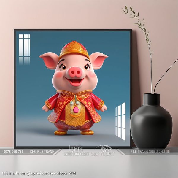 file tranh con giap hoi con heo decor 204