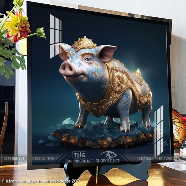 file tranh con giap hoi con heo decor 207