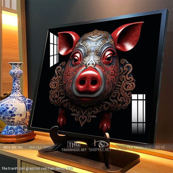 file tranh con giap hoi con heo decor 218