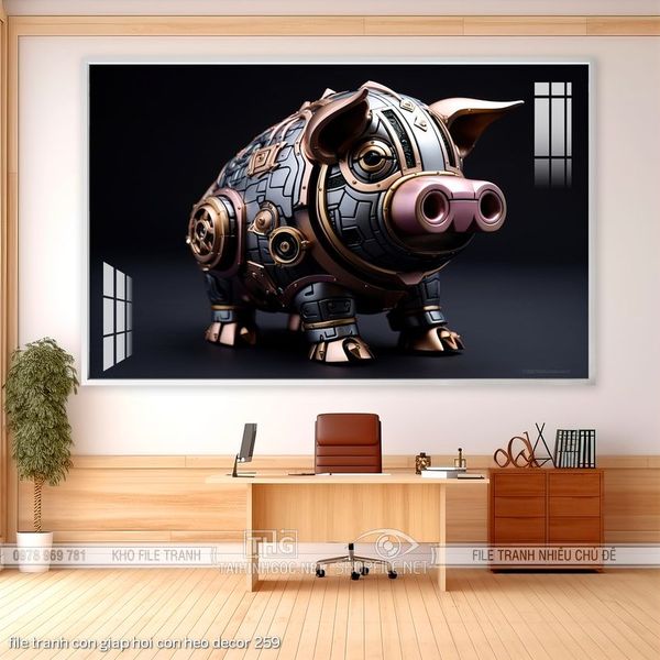 file tranh con giap hoi con heo decor 259
