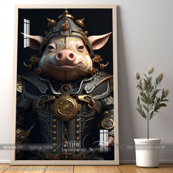 file tranh con giap hoi con heo decor 273