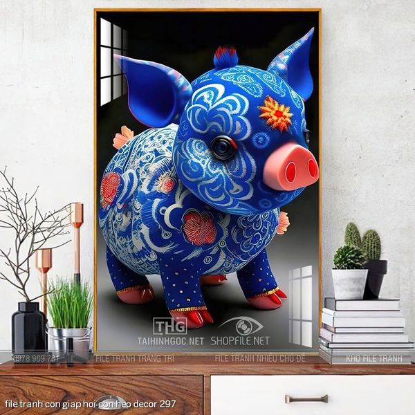 file tranh con giap hoi con heo decor 297