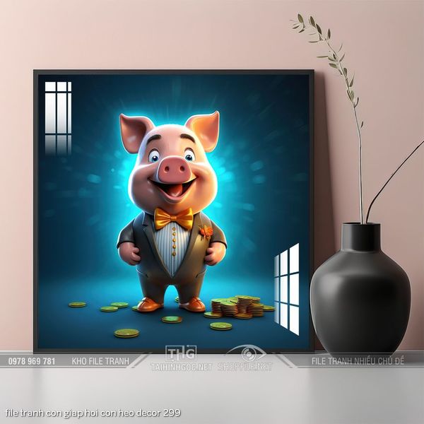 file tranh con giap hoi con heo decor 299