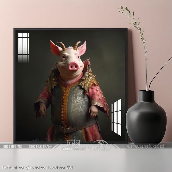 file tranh con giap hoi con heo decor 301