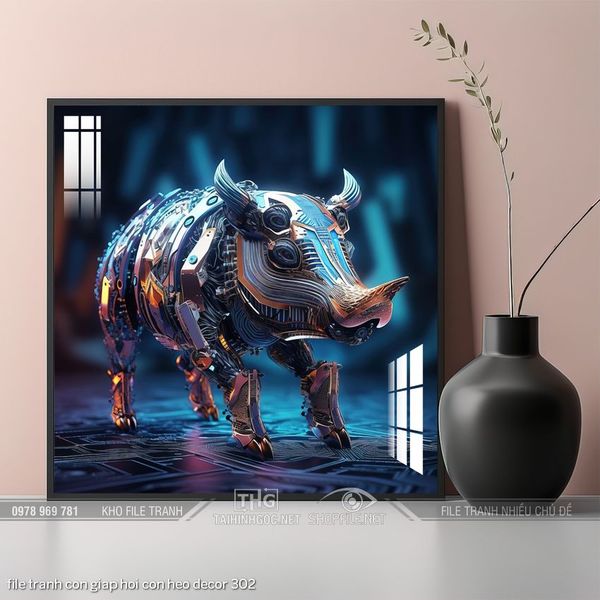file tranh con giap hoi con heo decor 302