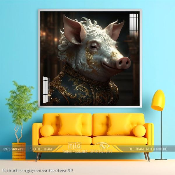 file tranh con giap hoi con heo decor 311