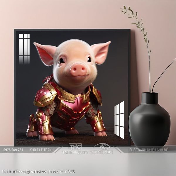 file tranh con giap hoi con heo decor 325