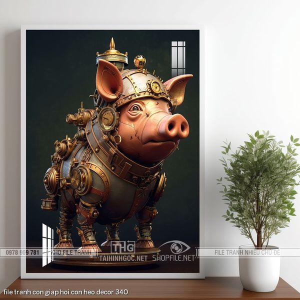 file tranh con giap hoi con heo decor 340