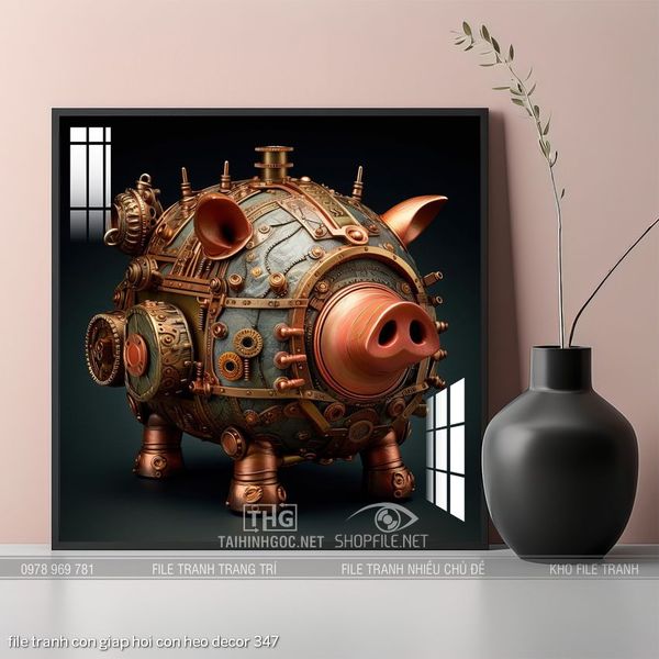 file tranh con giap hoi con heo decor 347