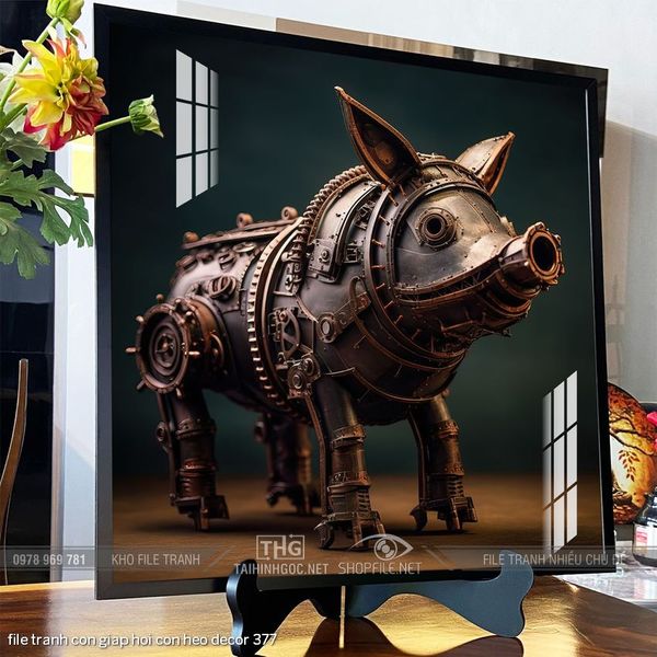 file tranh con giap hoi con heo decor 377