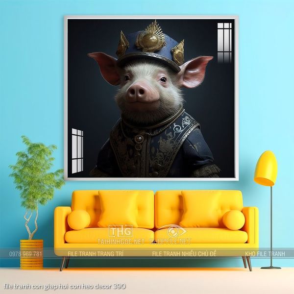 file tranh con giap hoi con heo decor 390