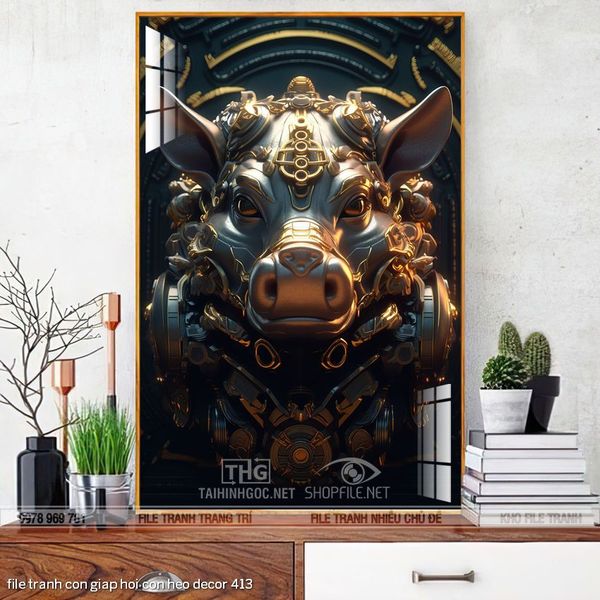file tranh con giap hoi con heo decor 413