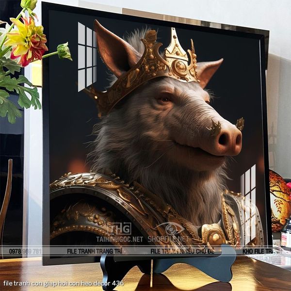 file tranh con giap hoi con heo decor 436