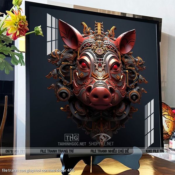 file tranh con giap hoi con heo decor 455