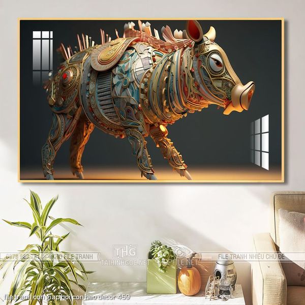 file tranh con giap hoi con heo decor 459