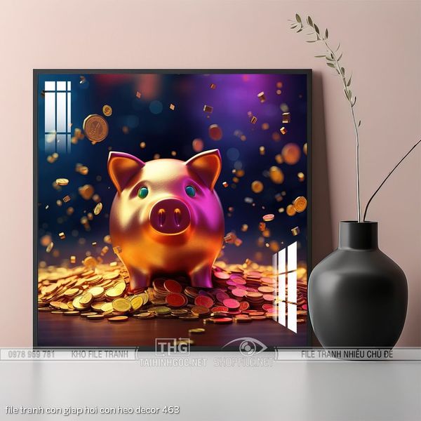file tranh con giap hoi con heo decor 463