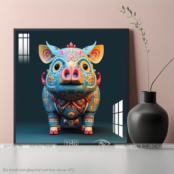 file tranh con giap hoi con heo decor 479