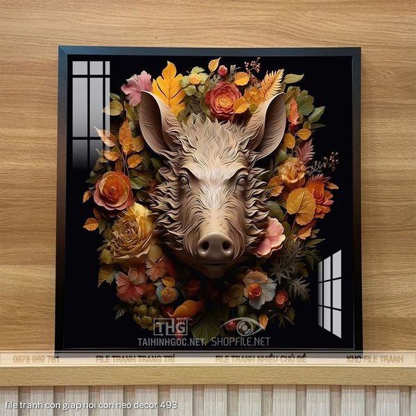 file tranh con giap hoi con heo decor 493