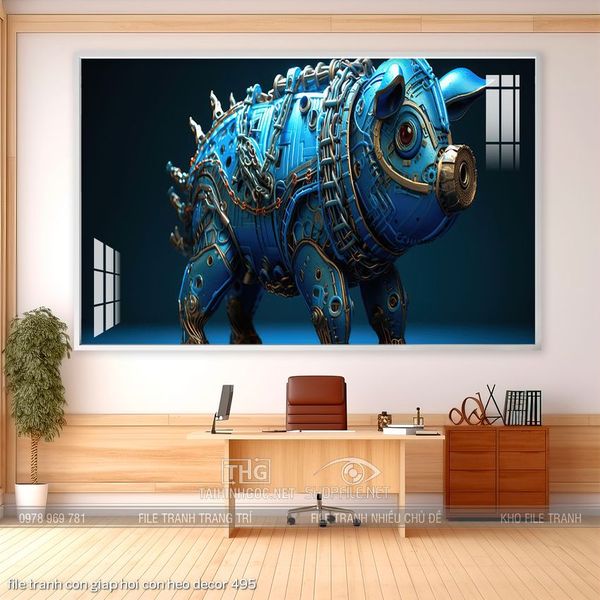 file tranh con giap hoi con heo decor 495