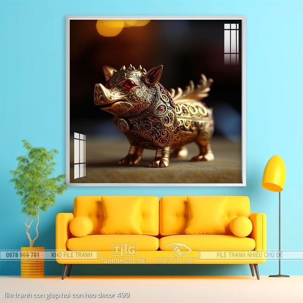 file tranh con giap hoi con heo decor 499