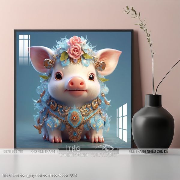 file tranh con giap hoi con heo decor 504