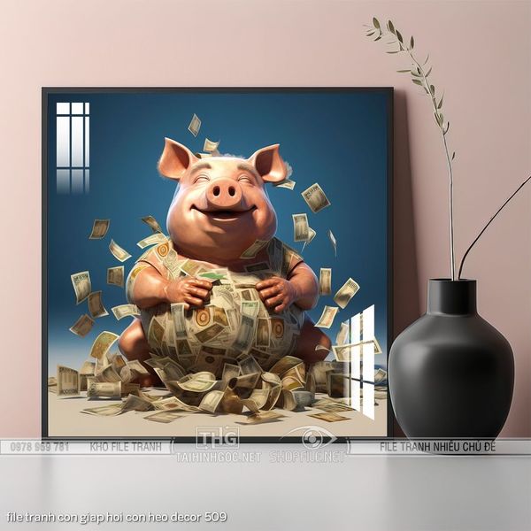 file tranh con giap hoi con heo decor 509