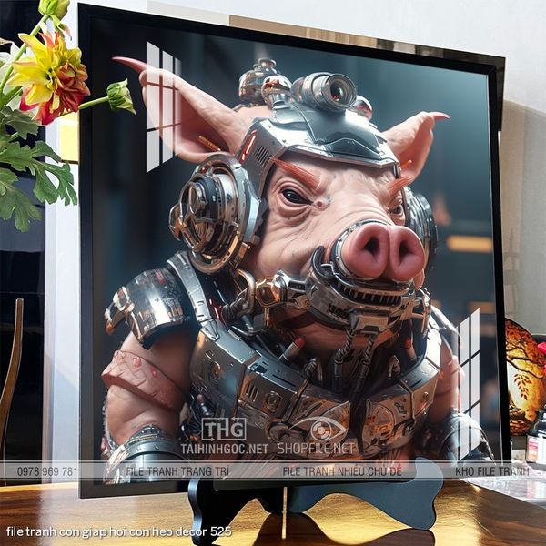 file tranh con giap hoi con heo decor 525