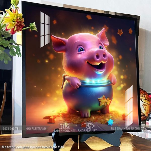 file tranh con giap hoi con heo decor 534
