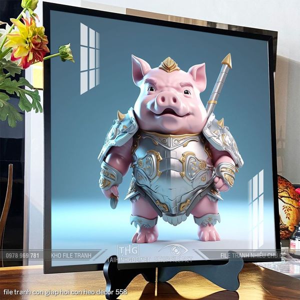 file tranh con giap hoi con heo decor 558