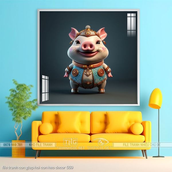 file tranh con giap hoi con heo decor 559