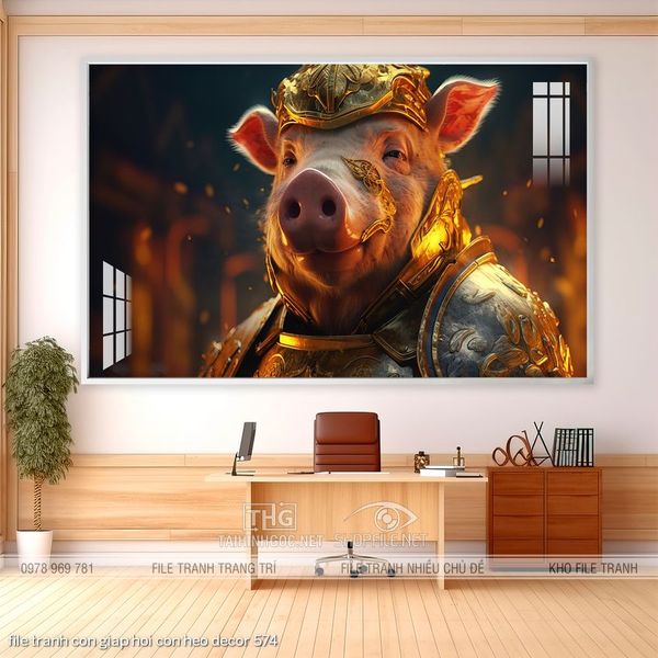 file tranh con giap hoi con heo decor 574