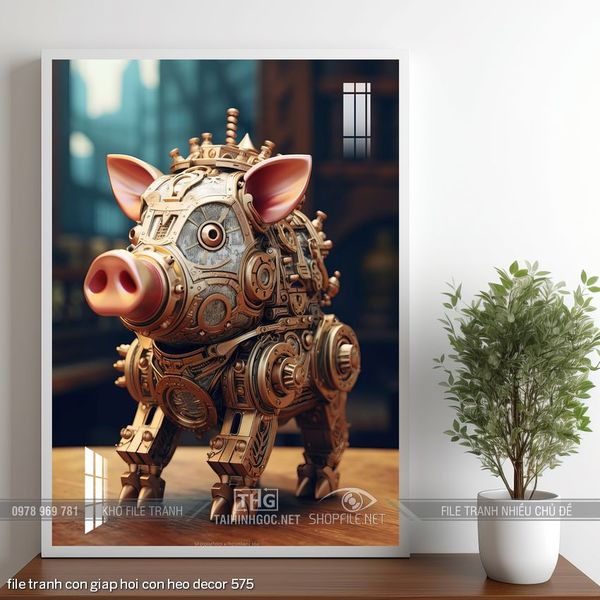 file tranh con giap hoi con heo decor 575