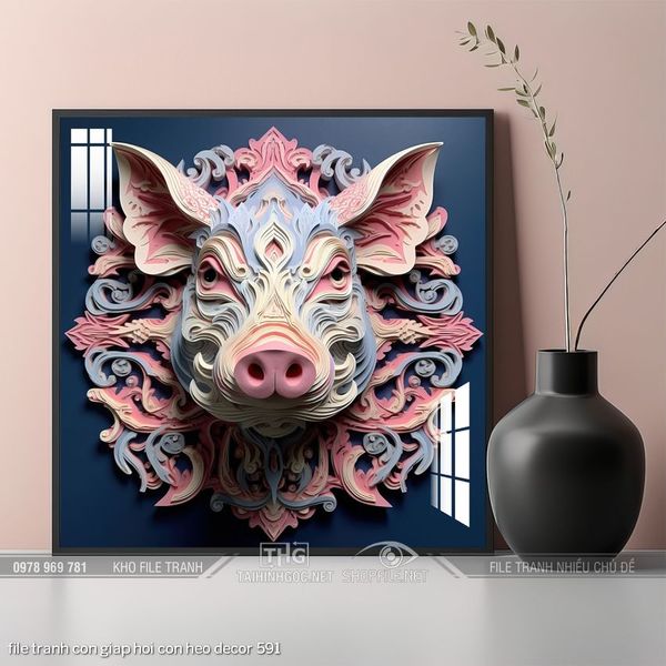 file tranh con giap hoi con heo decor 591
