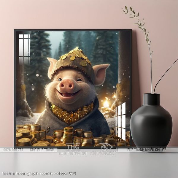 file tranh con giap hoi con heo decor 593