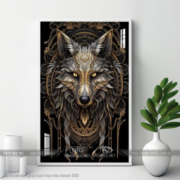 file tranh con giap tuat con cho decor 100