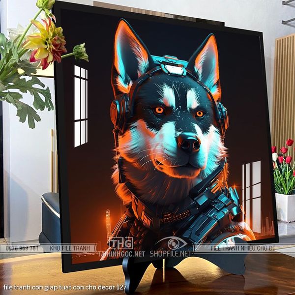file tranh con giap tuat con cho decor 127