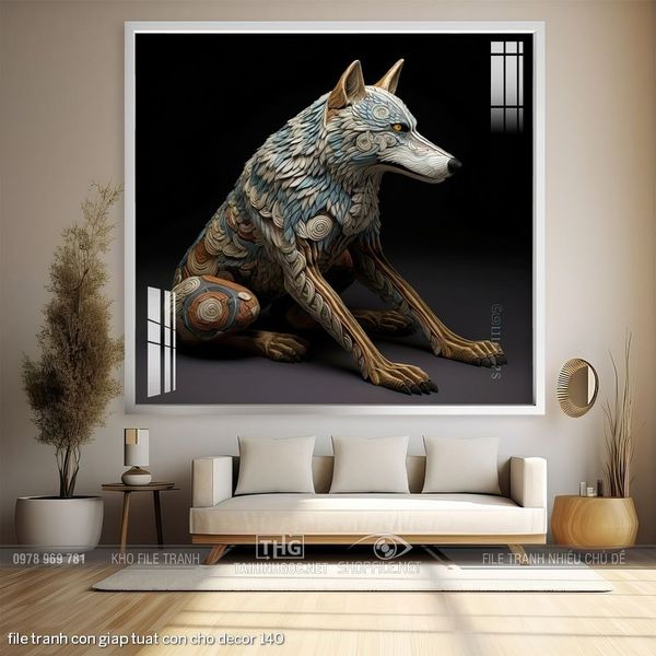 file tranh con giap tuat con cho decor 140