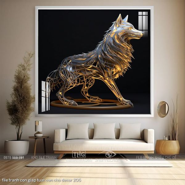 file tranh con giap tuat con cho decor 205