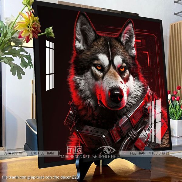 file tranh con giap tuat con cho decor 223