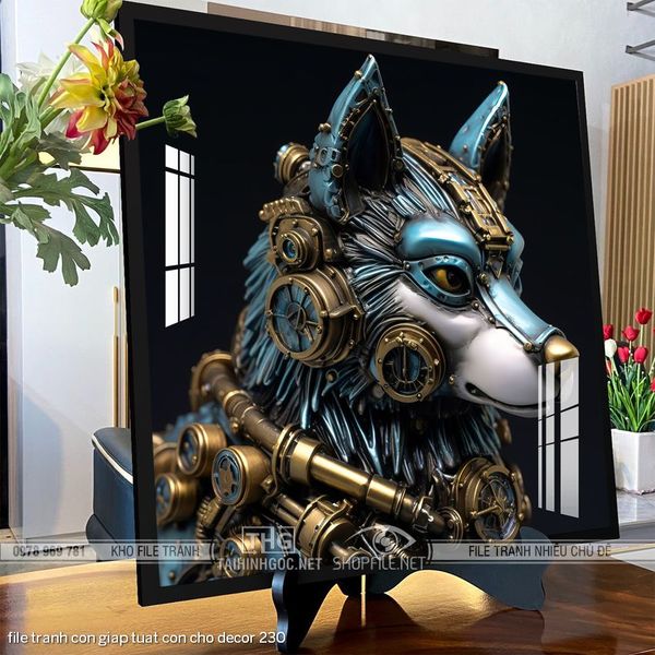 file tranh con giap tuat con cho decor 230