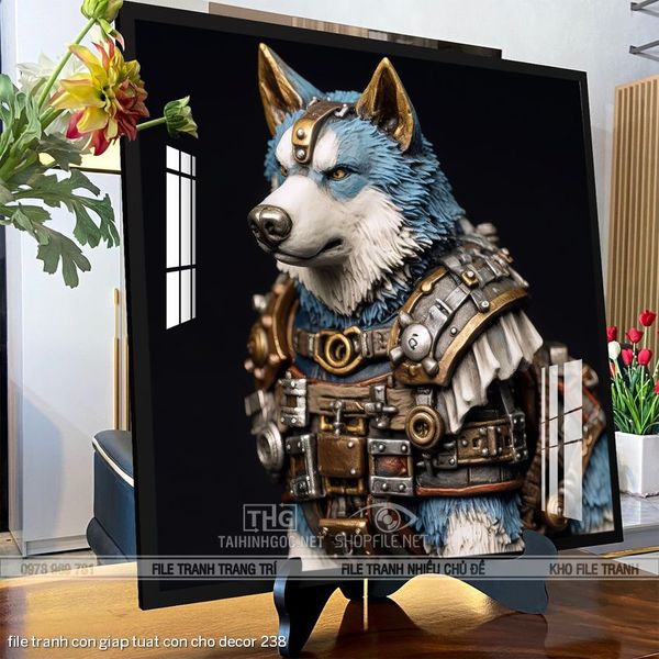 file tranh con giap tuat con cho decor 238